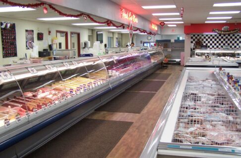 The meat counter at the current store before renovations