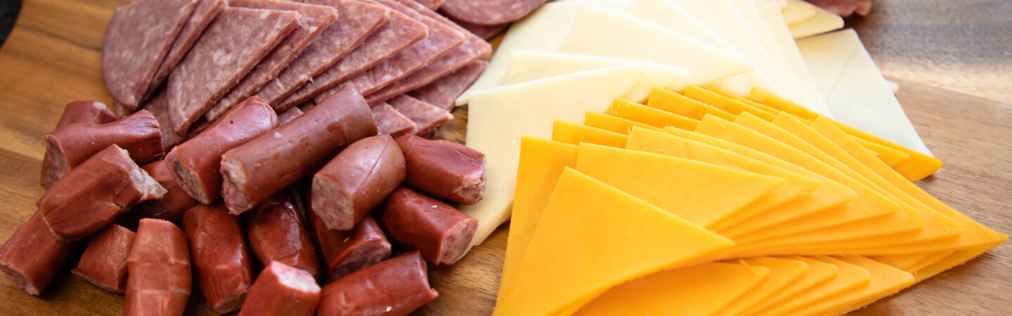 summer sausage, snack sticks, and cheese