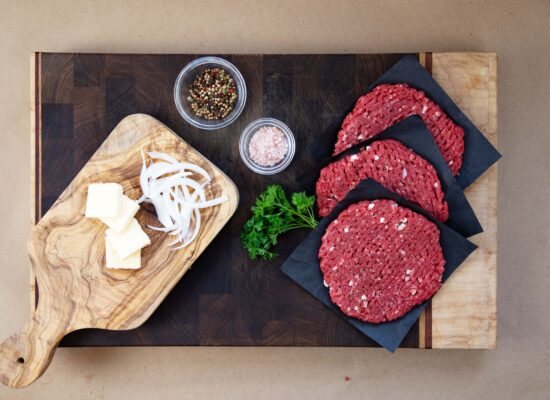 Restaurant steaks on a cutting board
